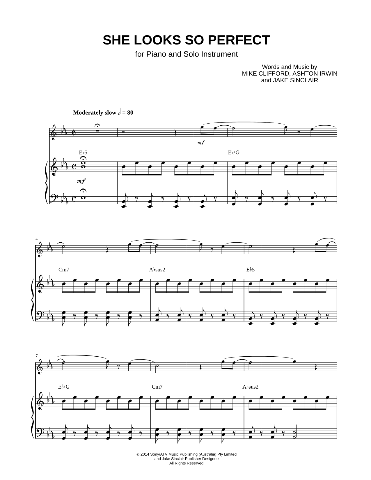 She Looks So Perfect - Piano Accompaniment