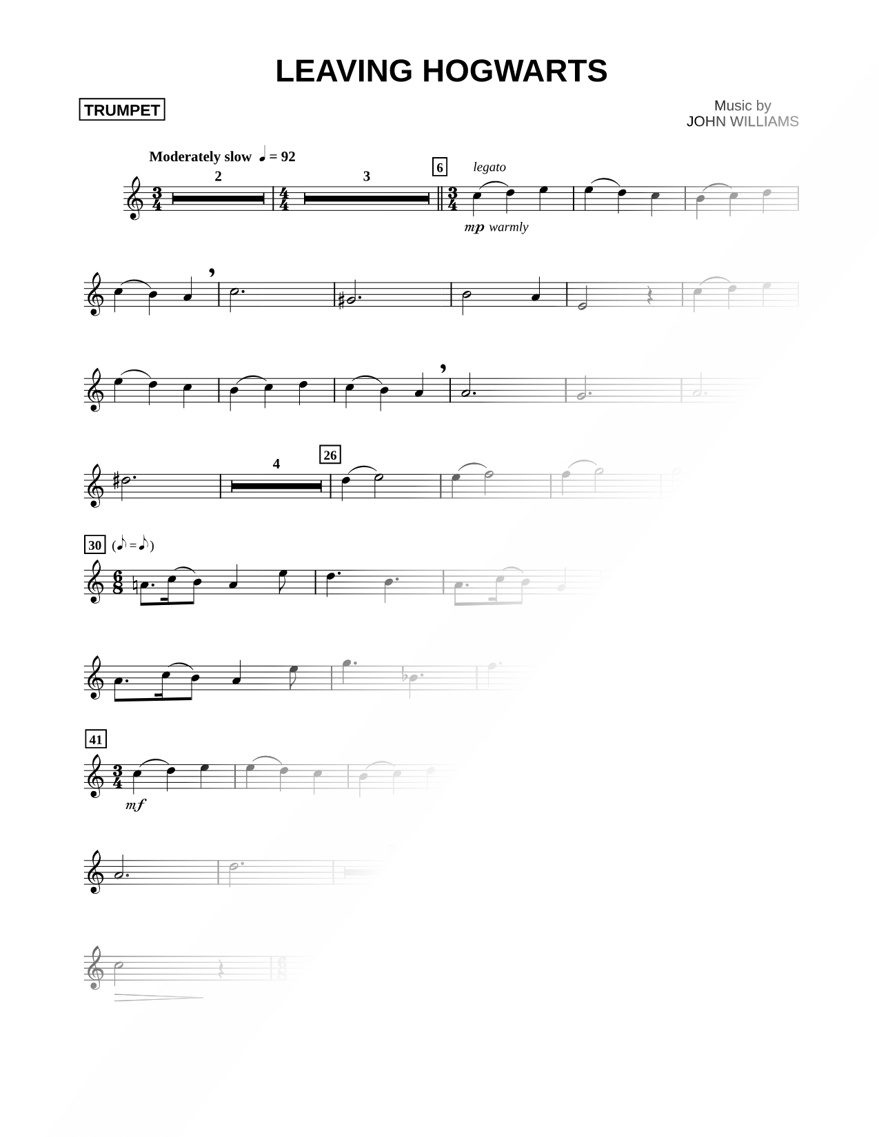 Leaving Hogwarts - Trumpet