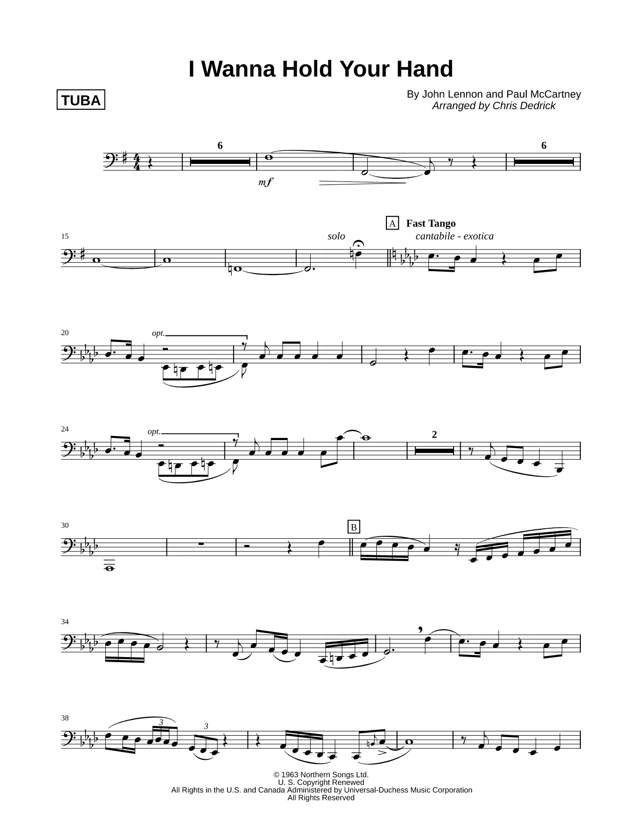 I Want to Hold Your Hand - Tuba (Brass Quintet)