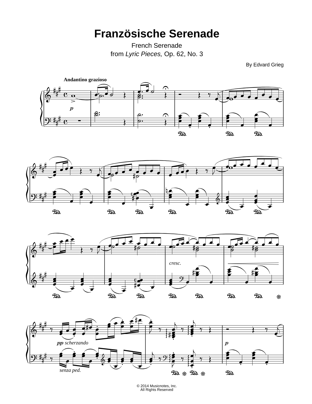 Lyric Pieces, Op. 62, No. 3: Französische Serenade