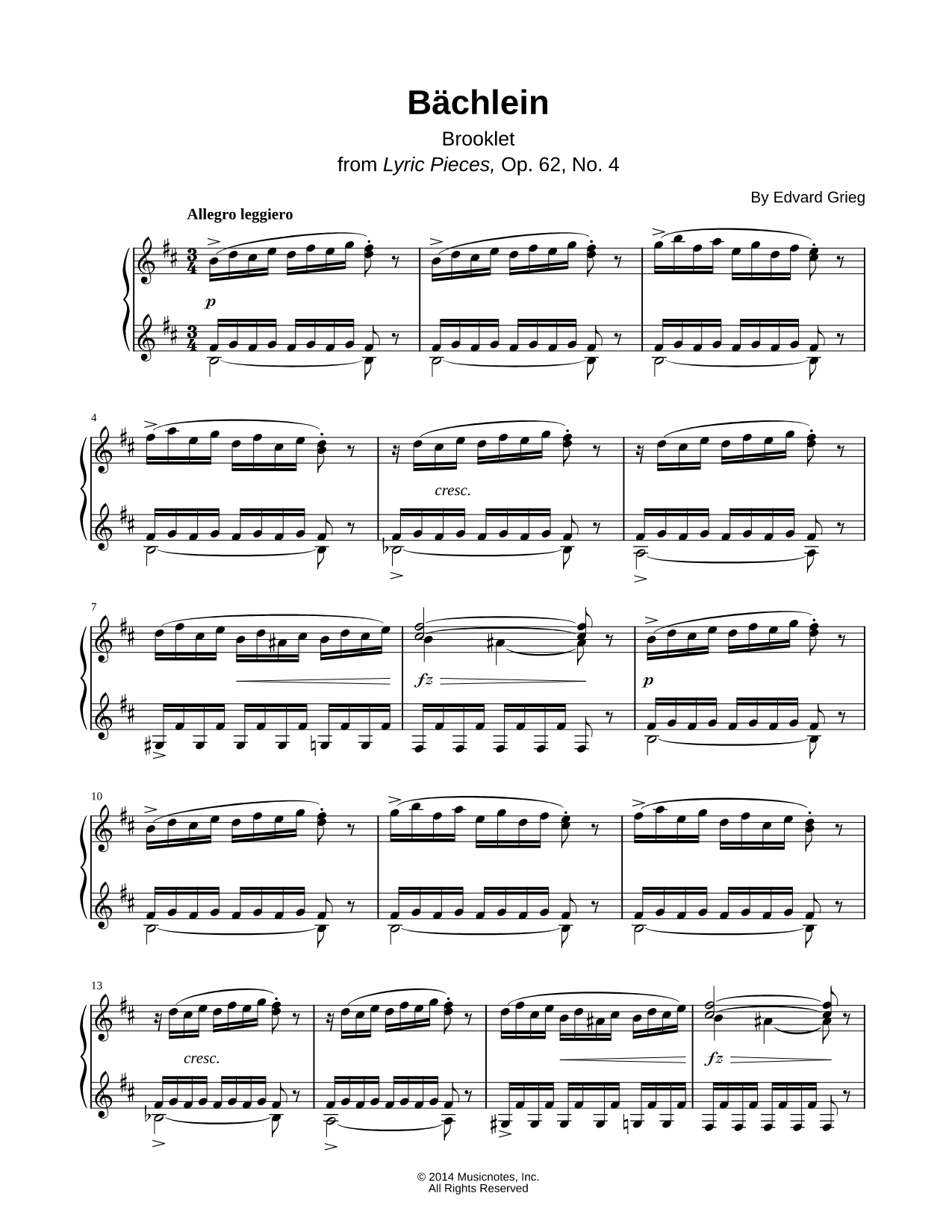 Lyric Pieces, Op. 62, No. 4: Bächlein