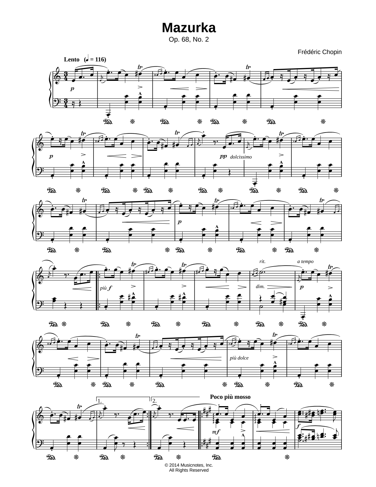 Mazurka in A minor, Op. 68, No. 2