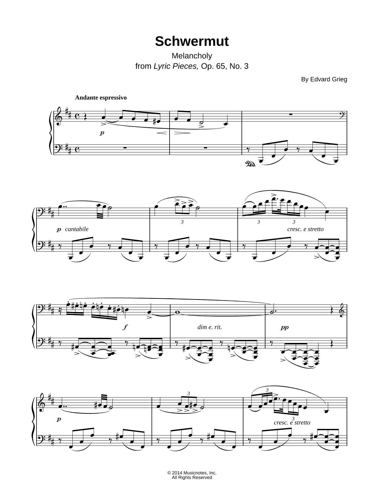 Lyric Pieces, Op. 65, No. 3: Schwermut