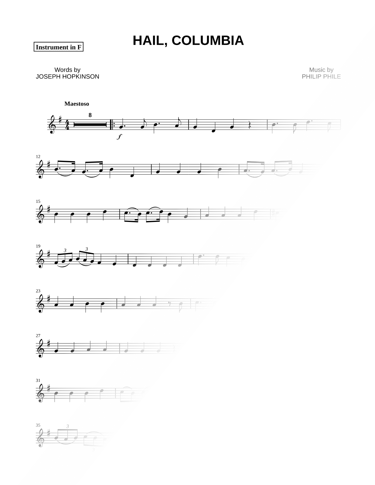 Hail, Columbia! - F Instrument