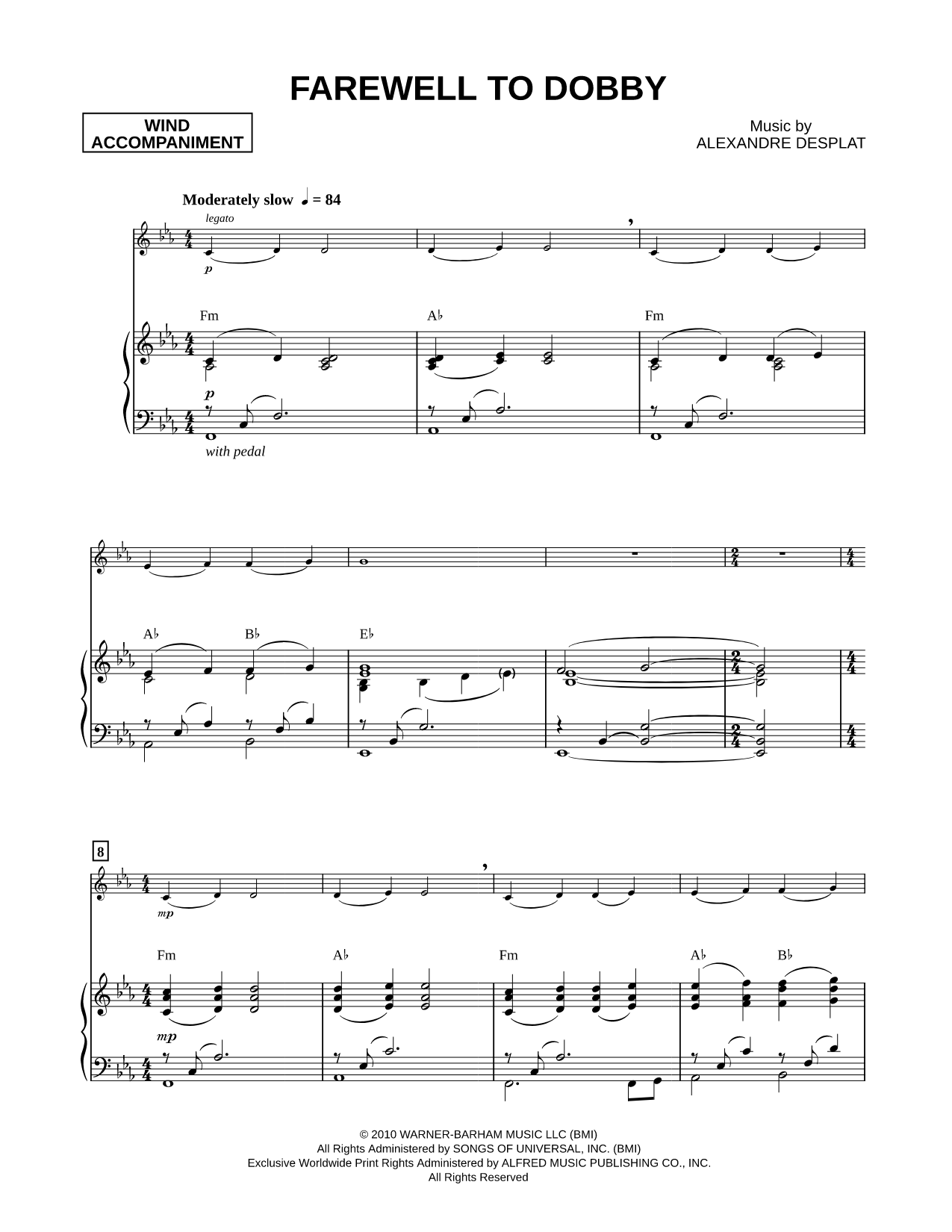 Farewell to Dobby - Piano Accompaniment (Winds)