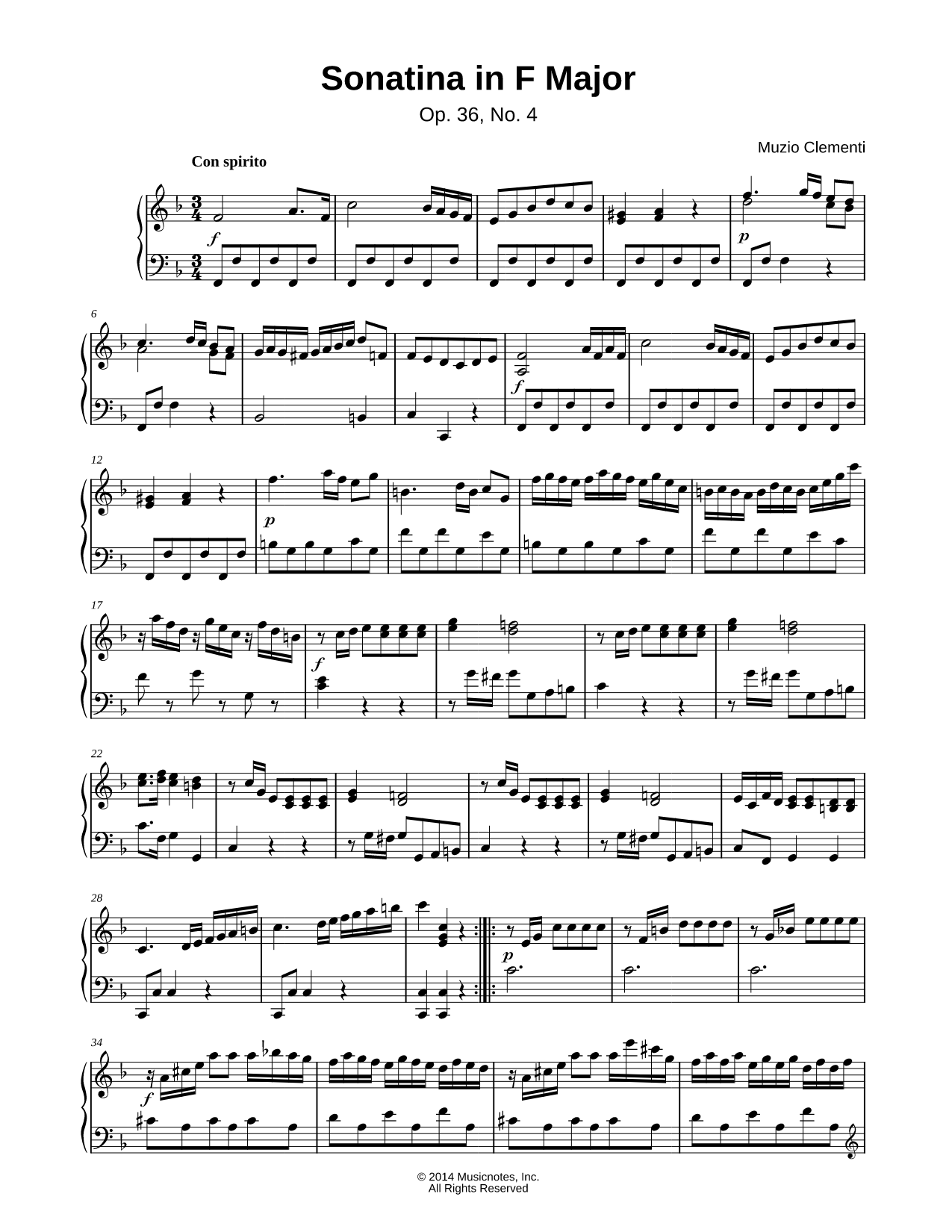 Sonatina in F Major, Op. 36, No. 4