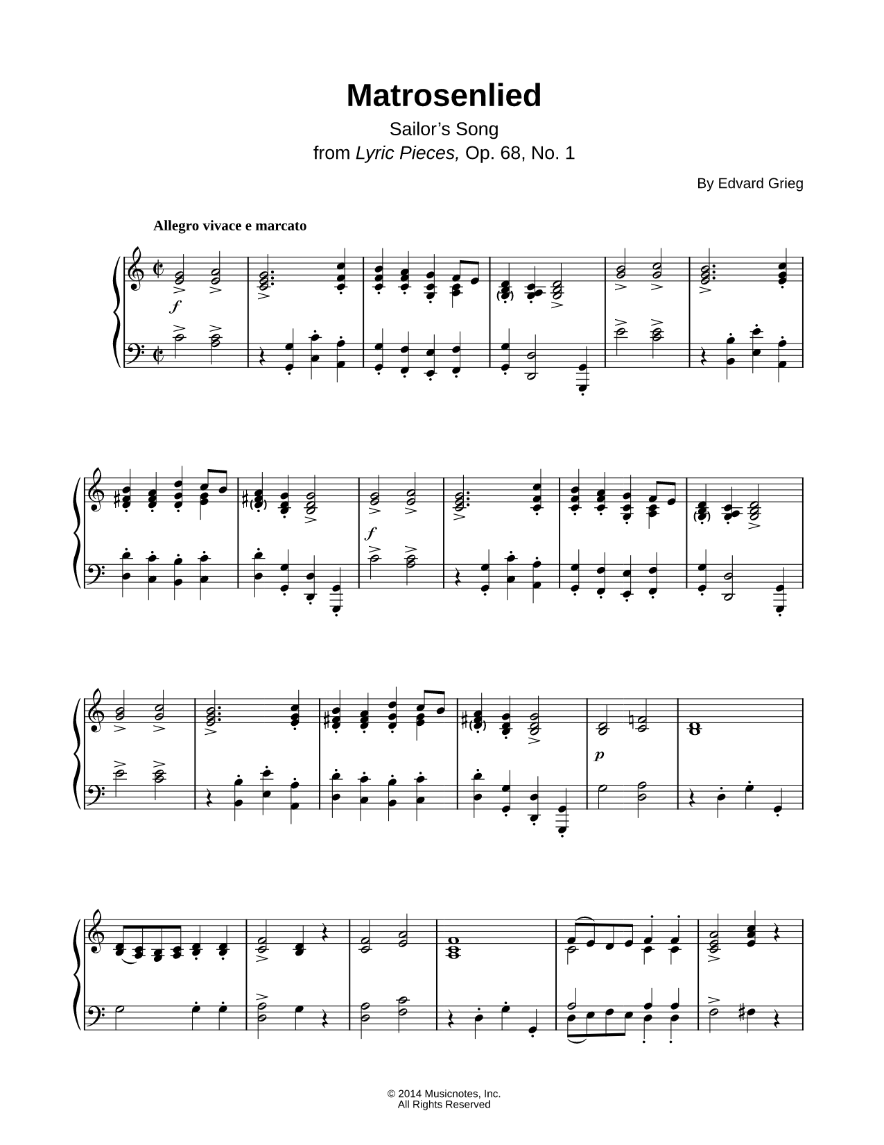 Lyric Pieces, Op. 68, No. 1: Matrosenlied