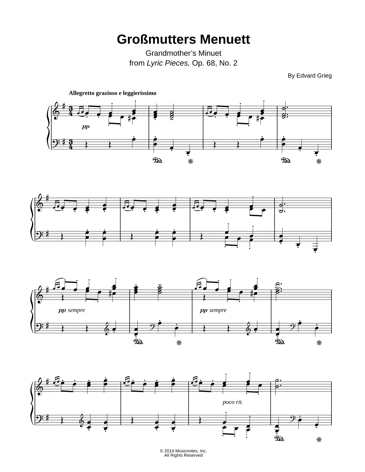 Lyric Pieces Op 68 No 2: Grossmutters Menuett
