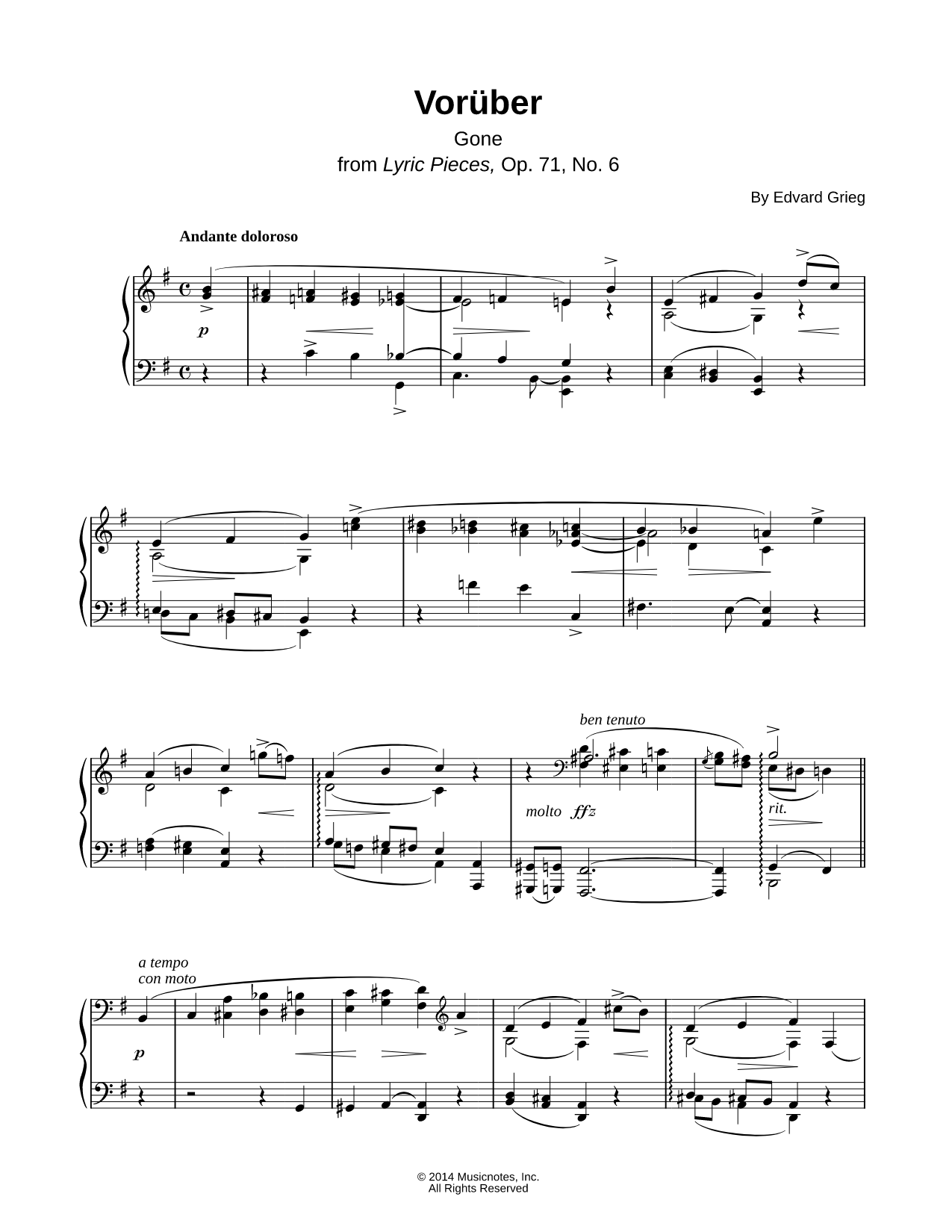 Lyric Pieces, Op. 71, No. 6: Vorüber