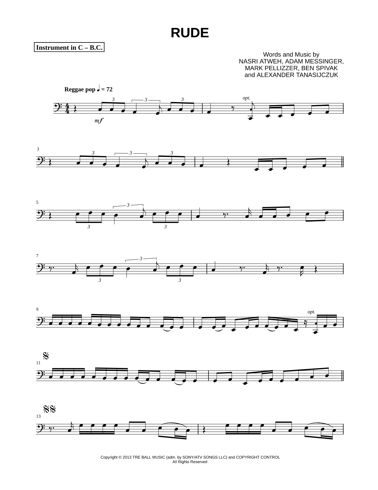 Rude - Bass Clef Instrument