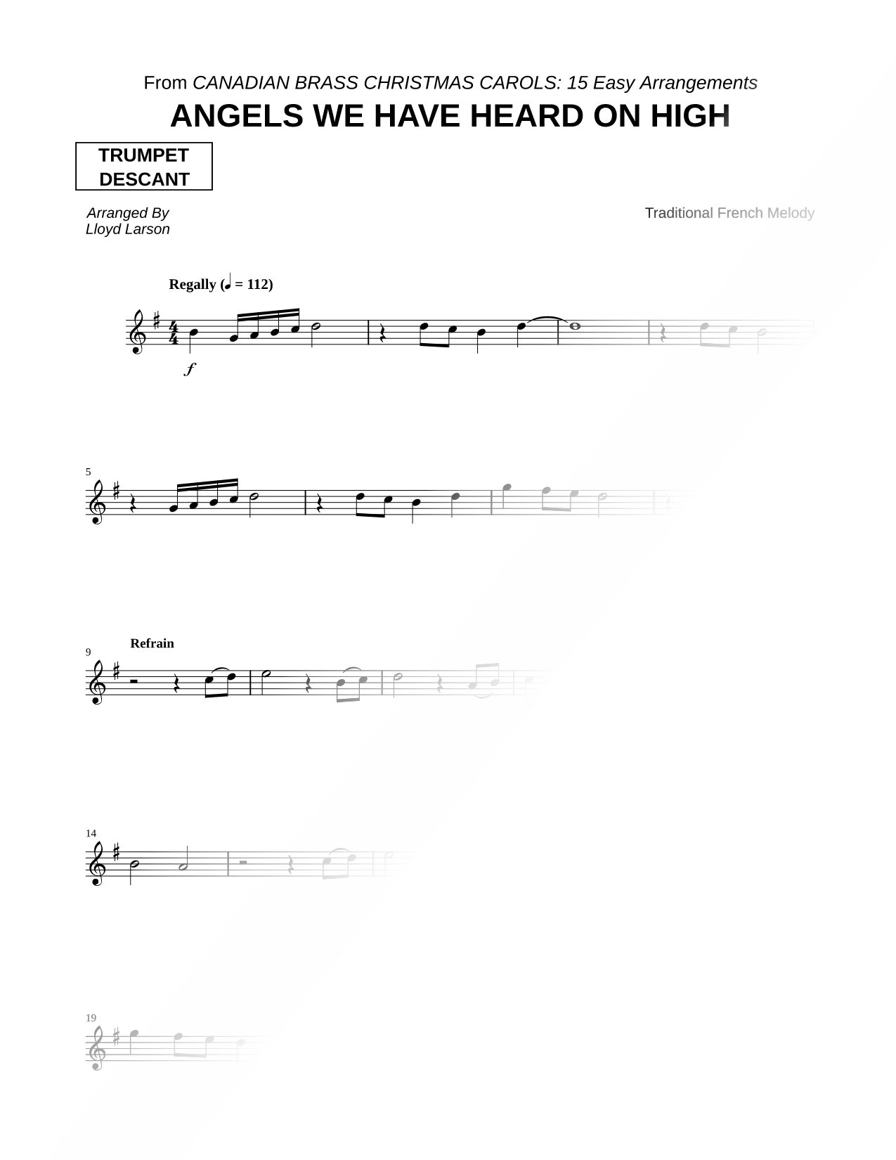 Angels We Have Heard on High - Trumpet Descant (Brass Quintet)