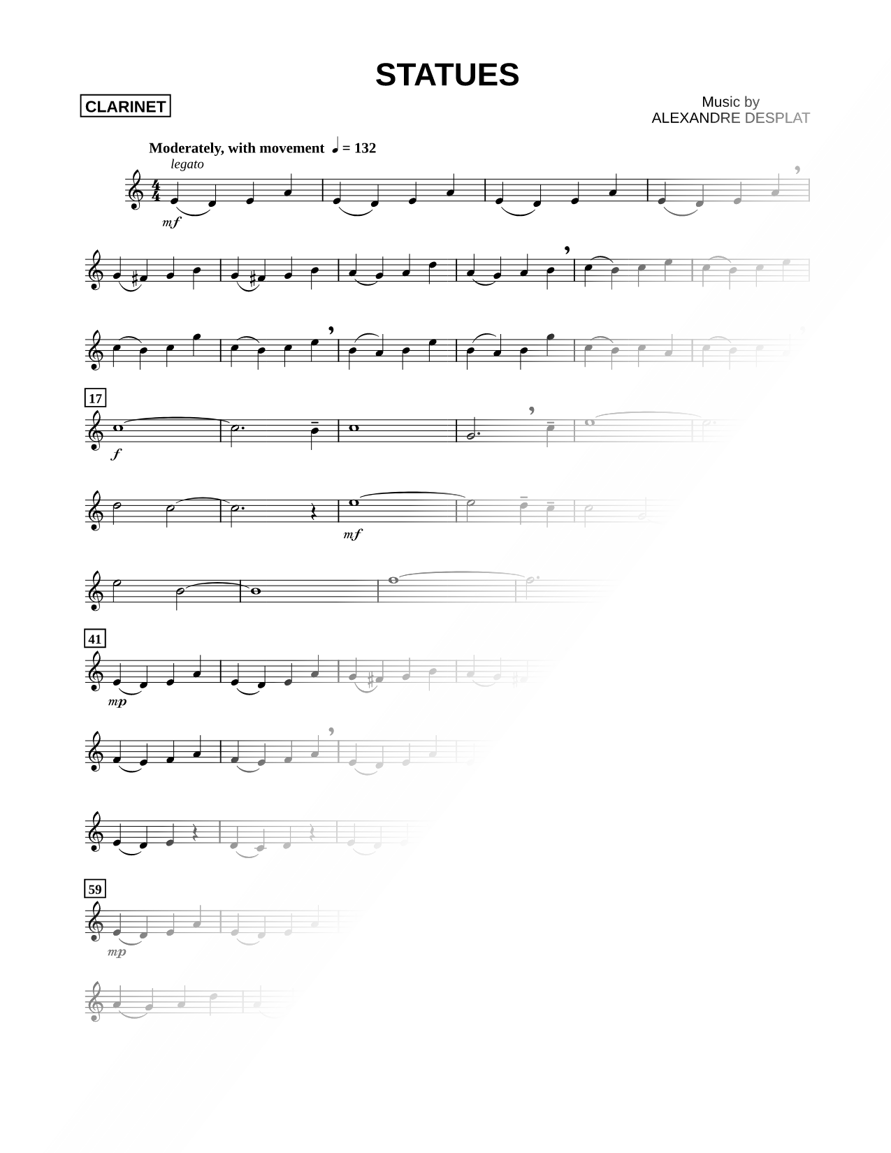 Statues - Clarinet