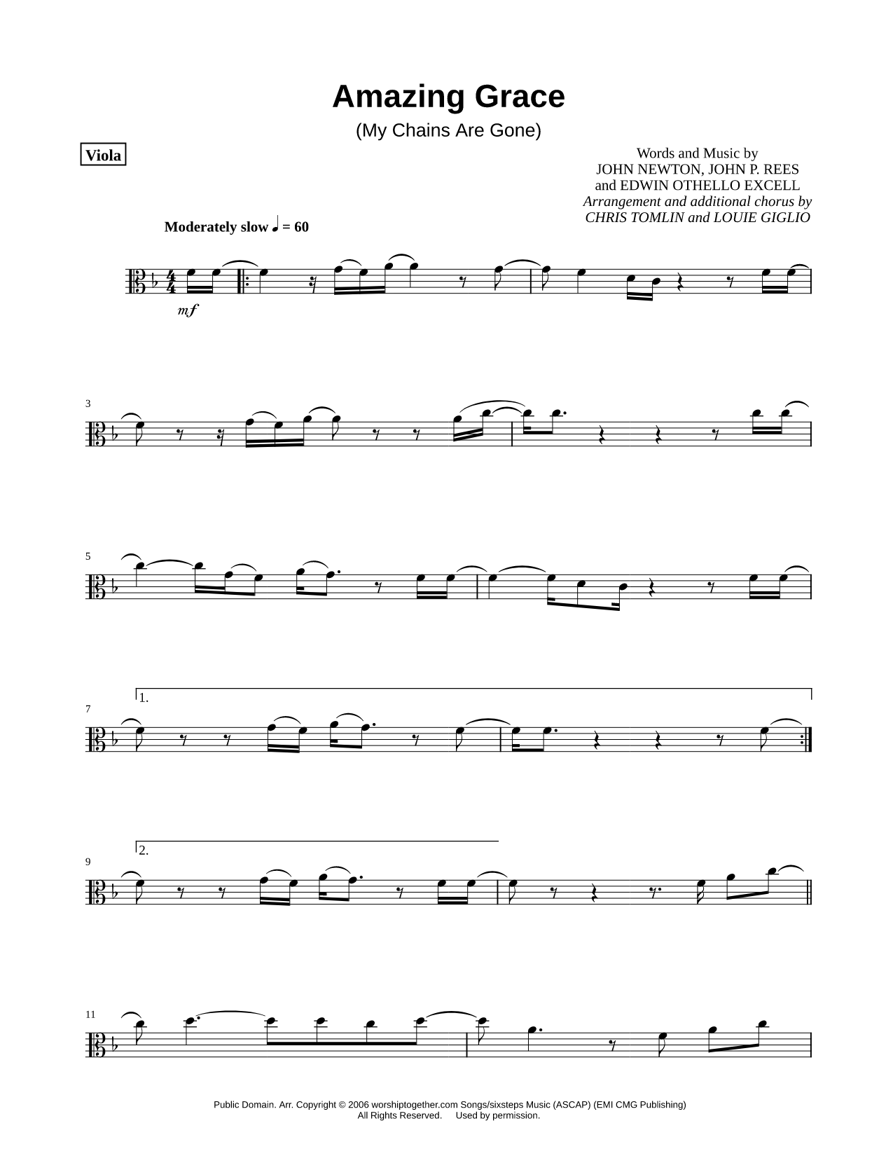 Amazing Grace (My Chains Are Gone) - Viola