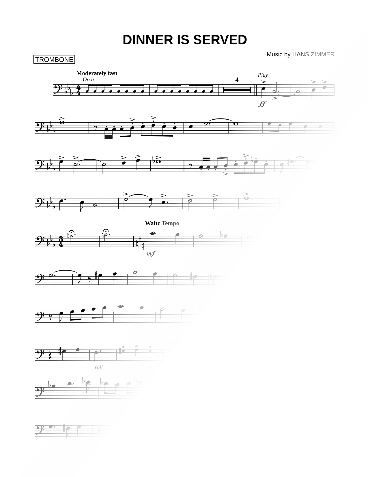 Dinner is Served - Trombone