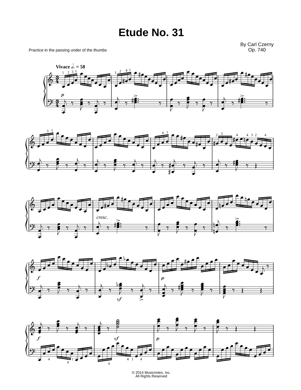 The Art of Finger Dexterity, Op. 740: Etude No. 31