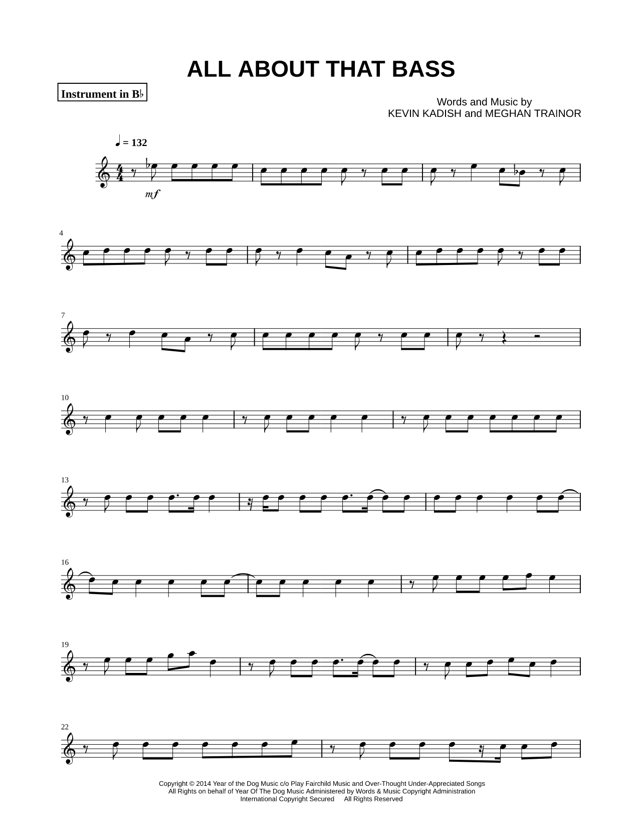 All About That Bass - Bb Instrument