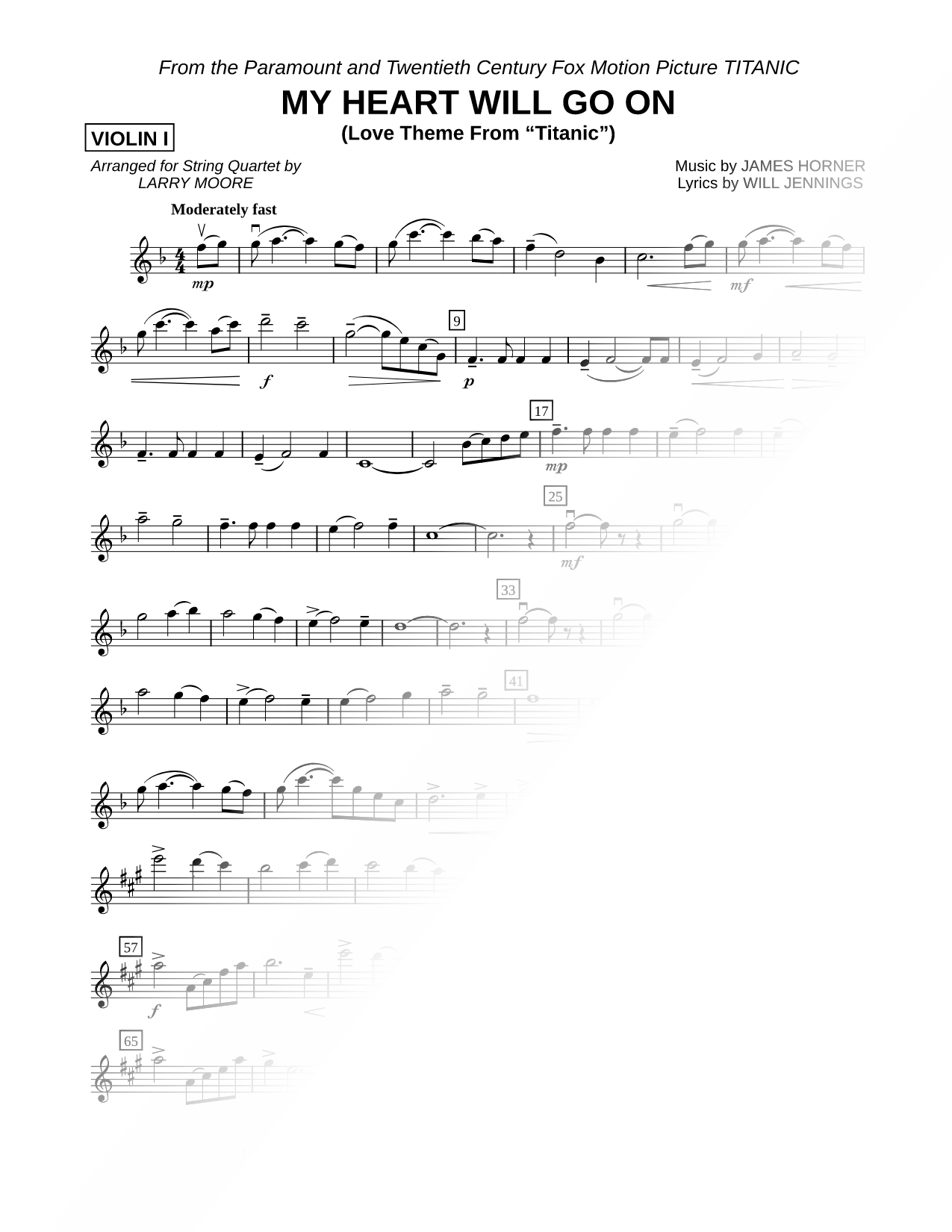 My Heart Will Go On - Violin 1 (String Quartet)
