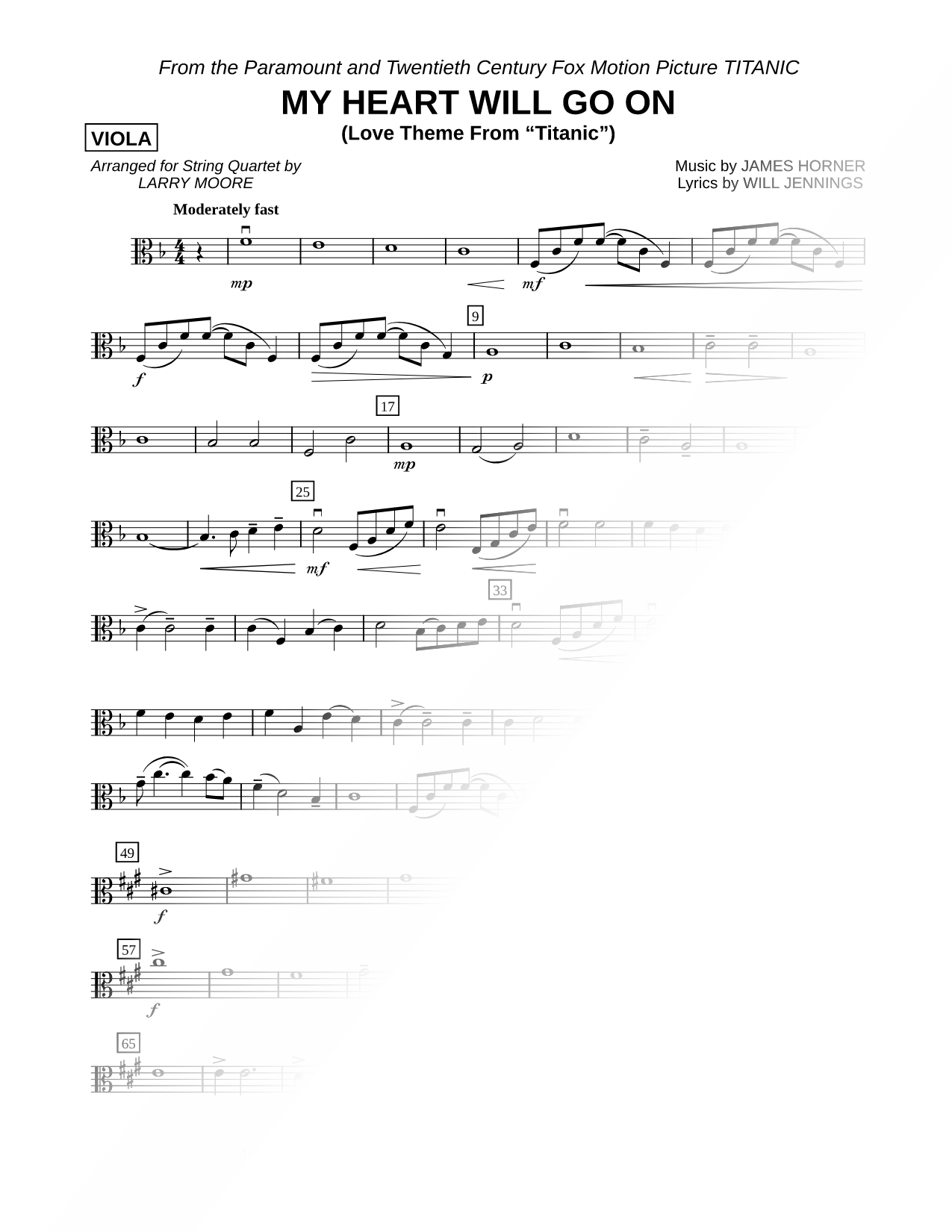 My Heart Will Go On - Viola (String Quartet)