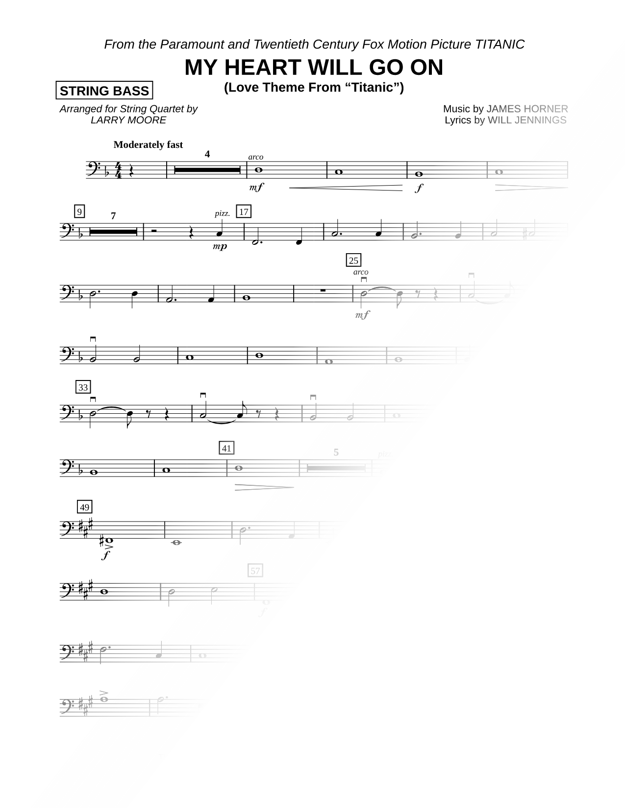 My Heart Will Go On - String Bass (String Quartet)