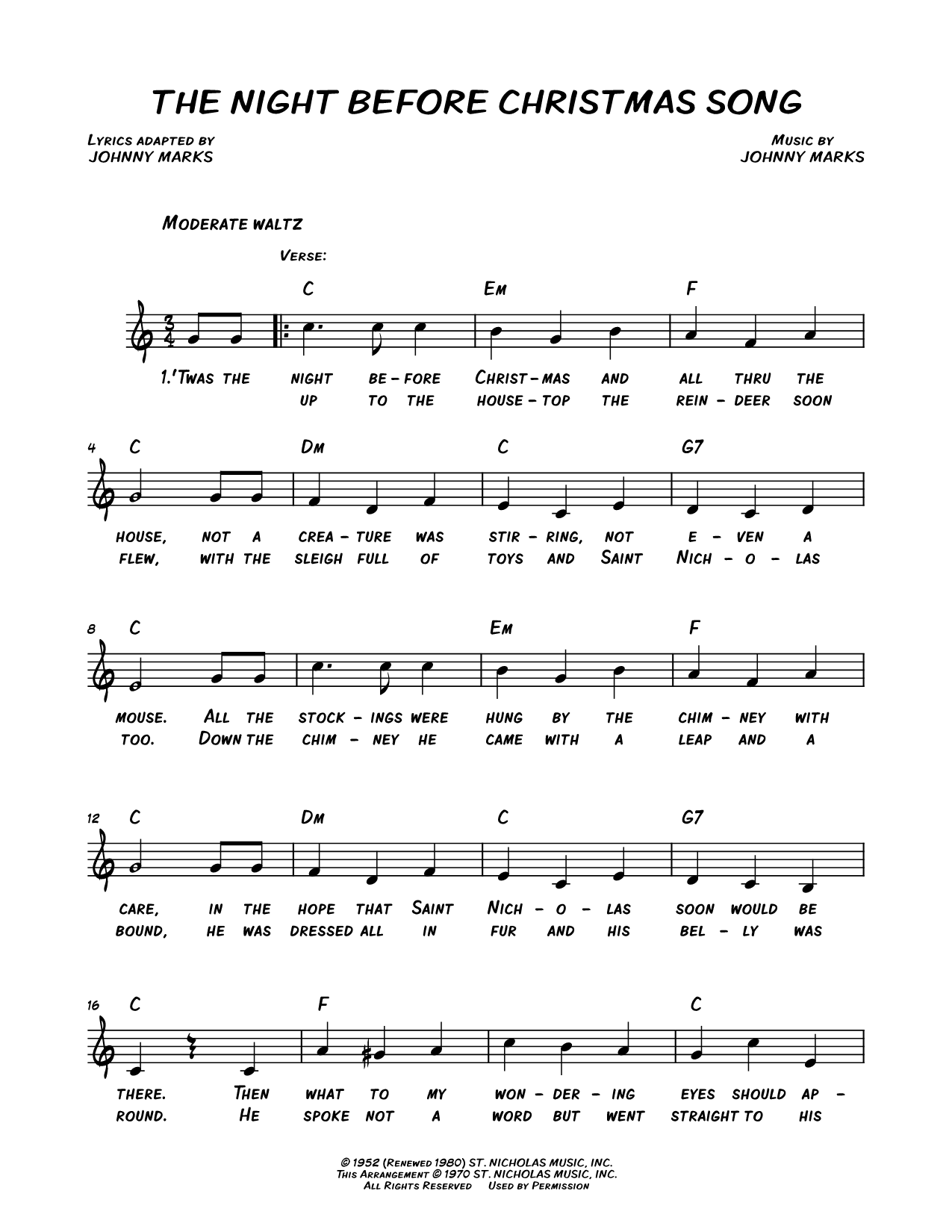 The Night Before Christmas Song