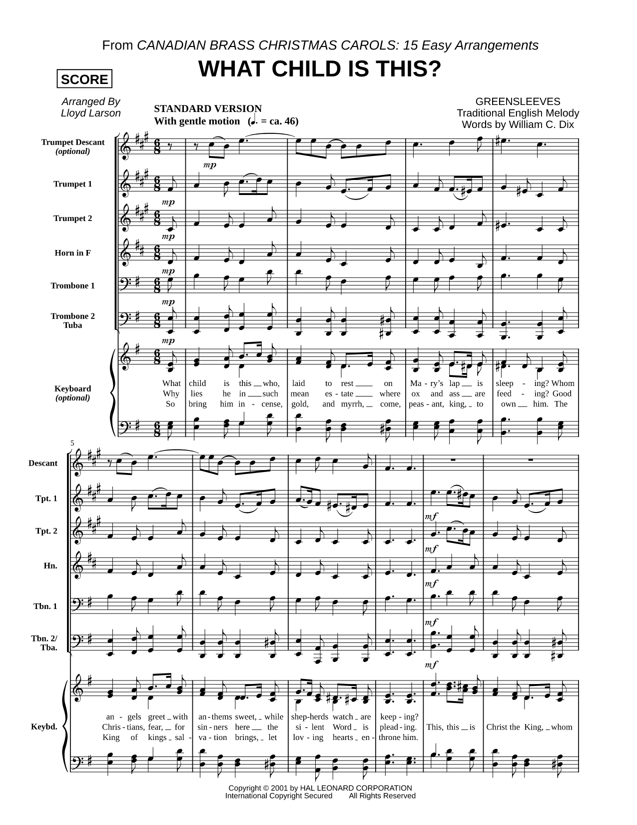 What Child Is This? - Brass Quintet Score