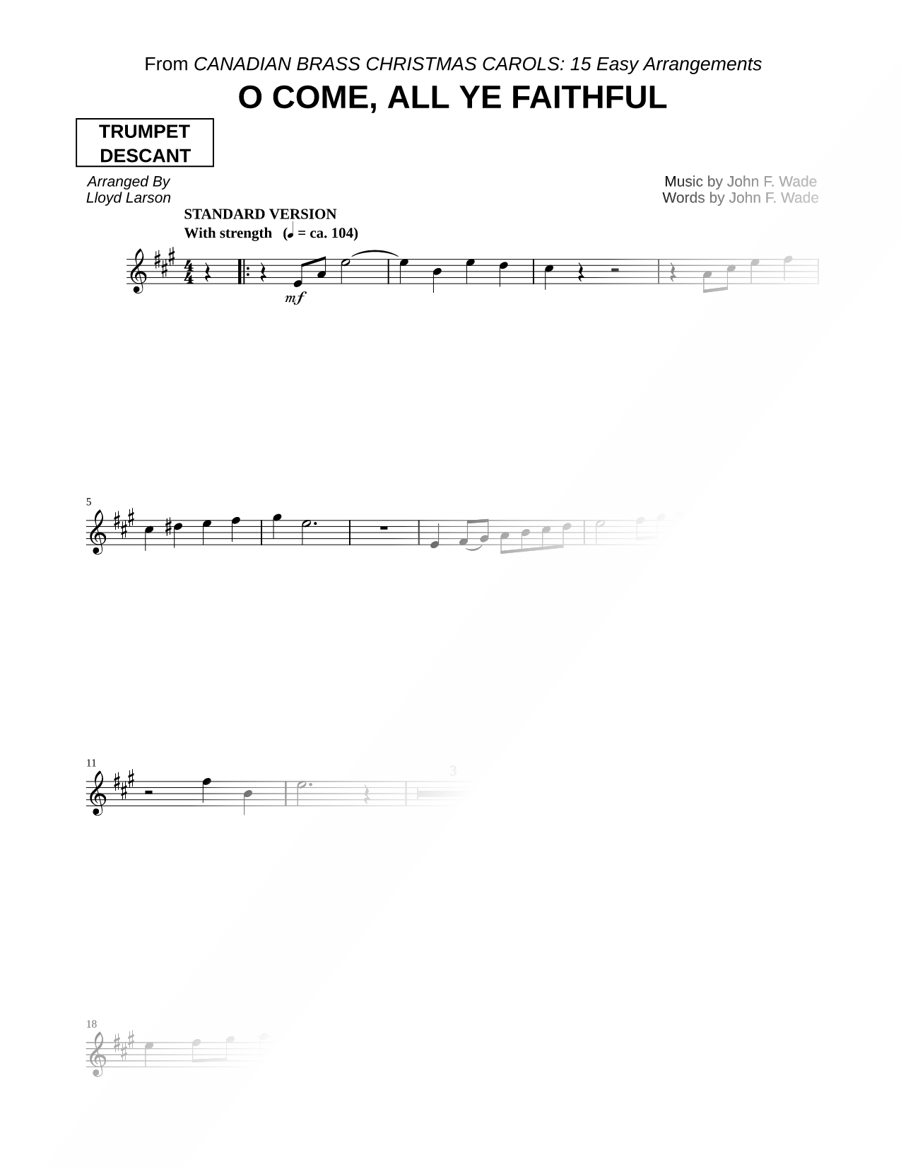 O Come, All Ye Faithful - Trumpet Descant (Brass Quintet)