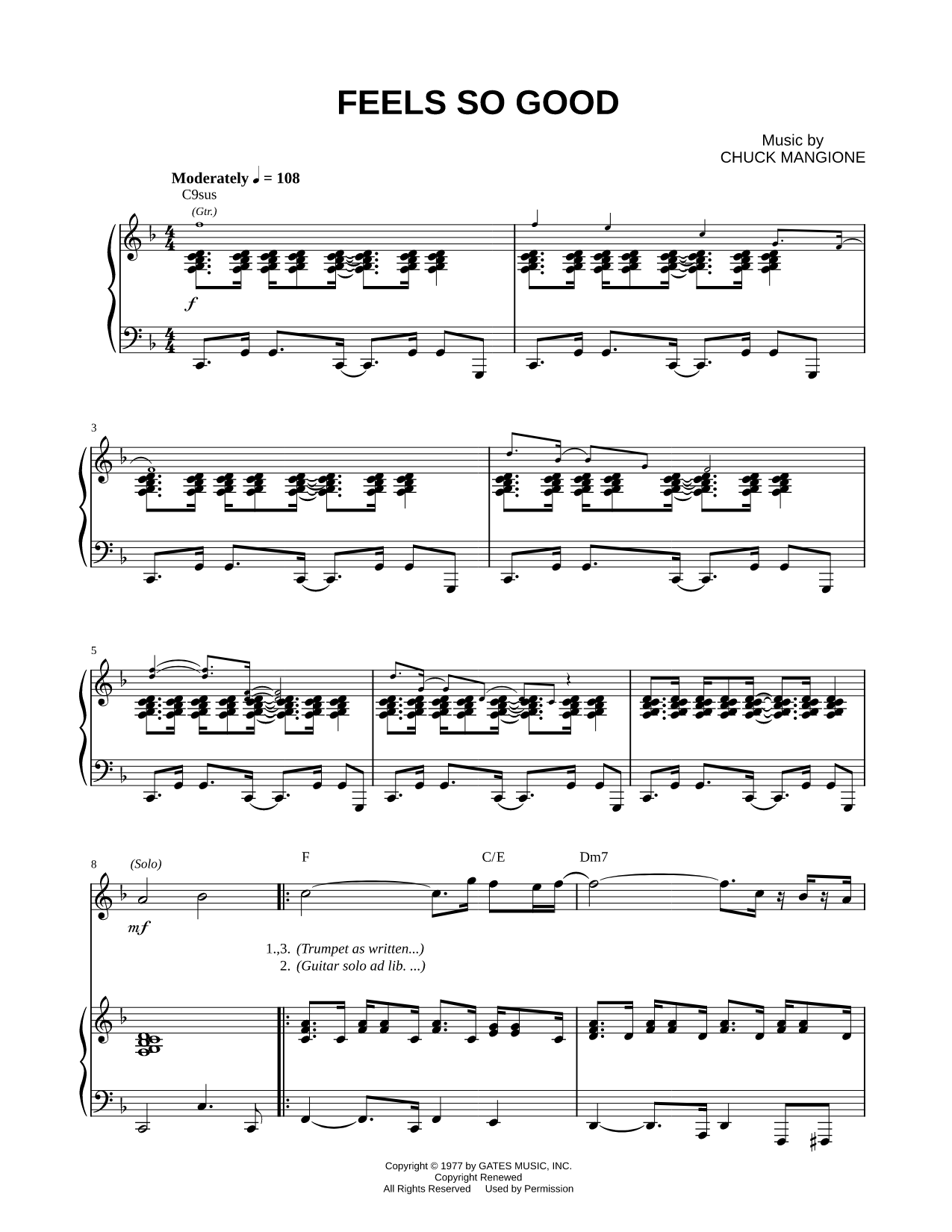 Feels So Good - Piano Accompaniment