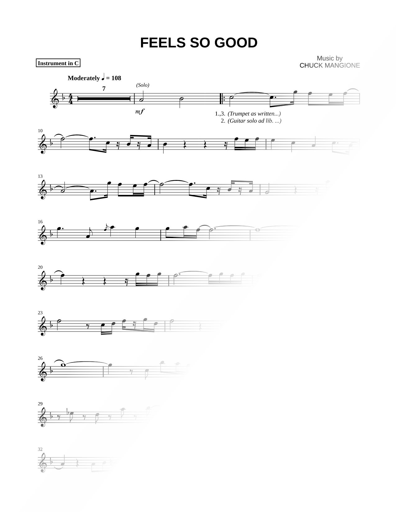 Feels So Good - C Instrument