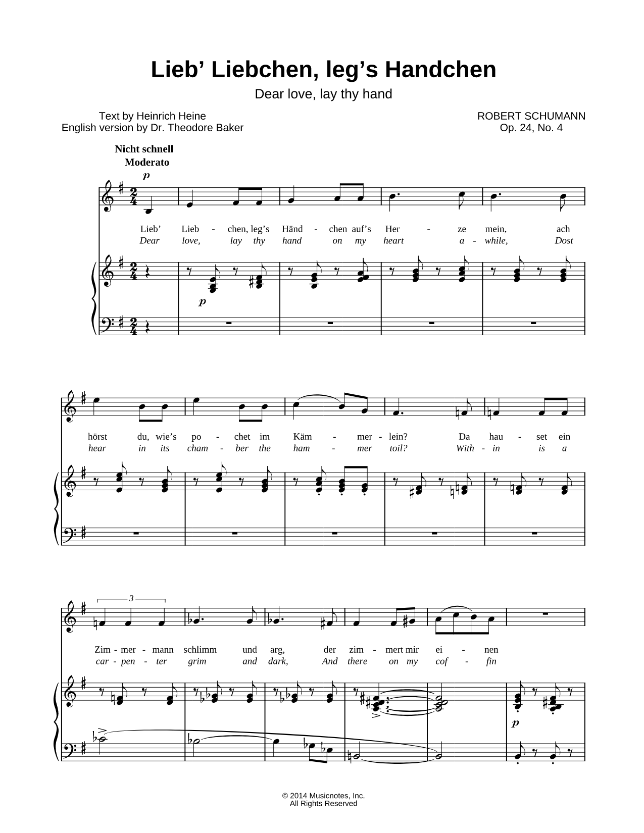 Liederkreis, Op. 24: IV. Lieb' Liebchen, leg's Händchen