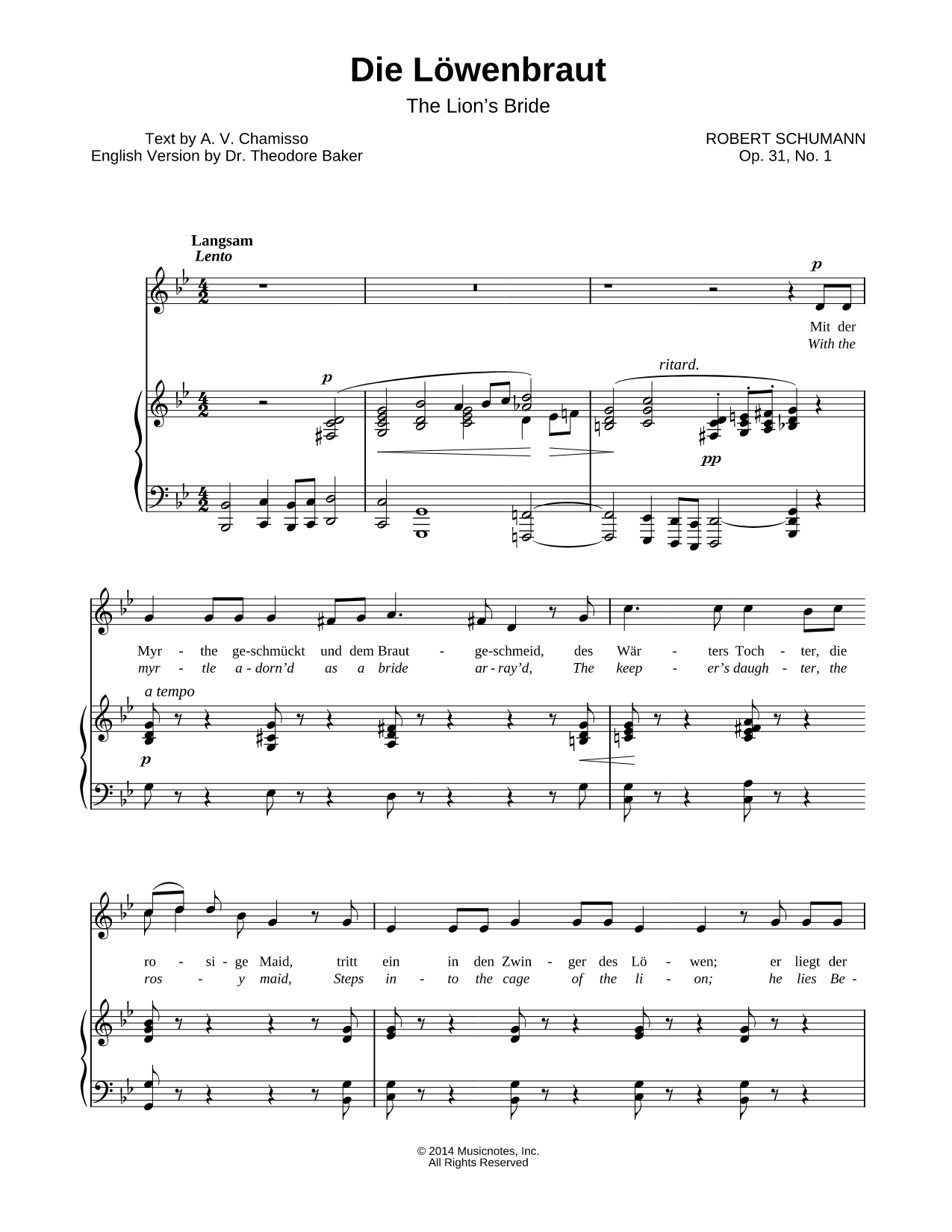 3 Gesänge, Op. 31: I. Die Löwenbraut