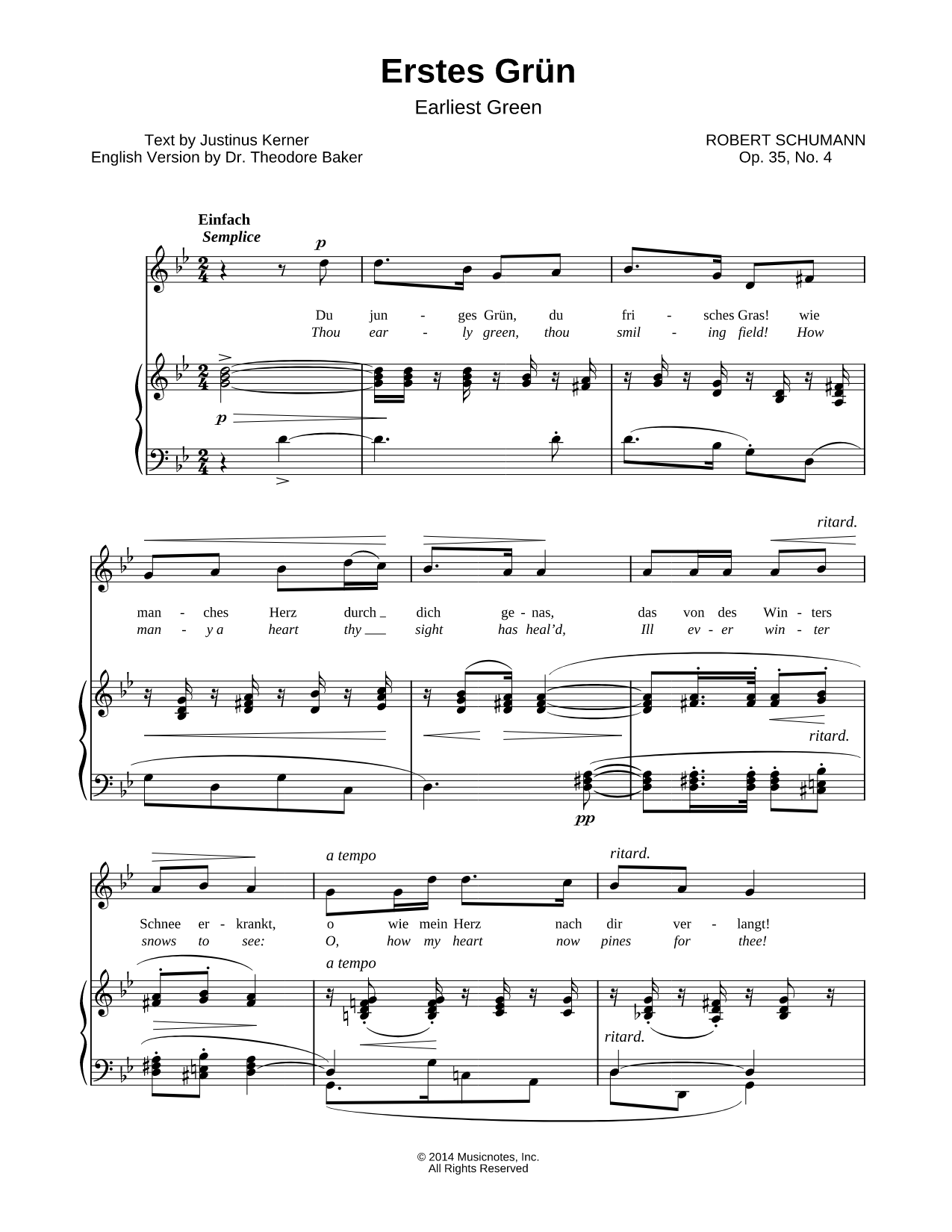 12 Gedichte, Op. 35: IV. Erstes Grün