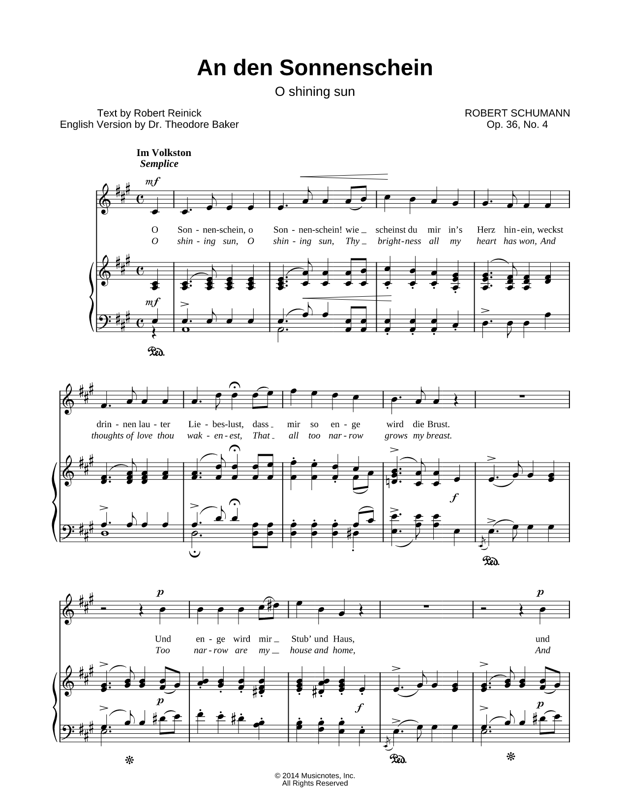 6 Gedichte, Op. 36: 4. An den Sonnenschein