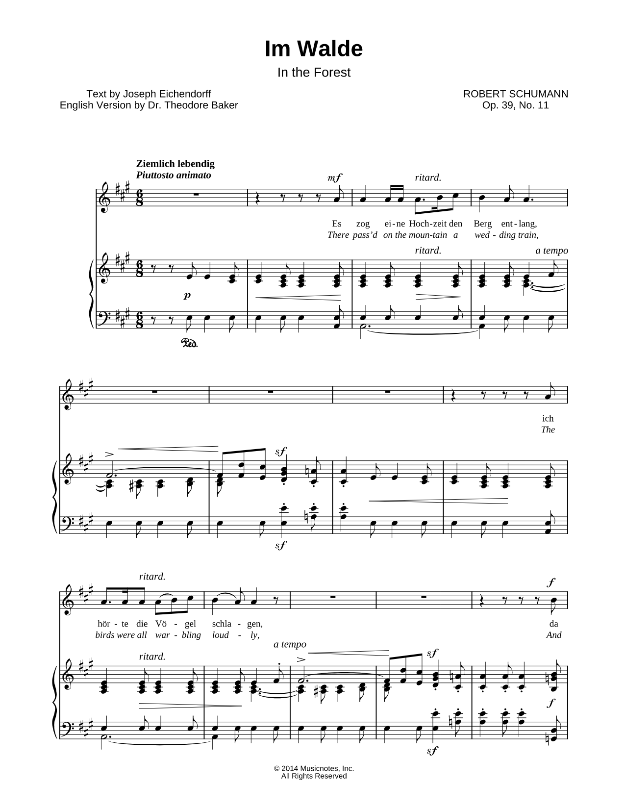 Liederkreis, Op. 39: XI. Im Walde