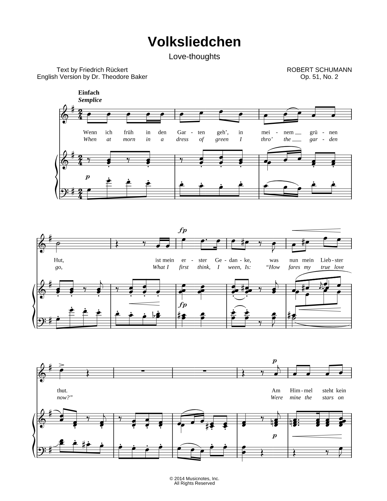 Lieder und Gesänge, Vol. 1, Op. 51: II. Volksliedchen