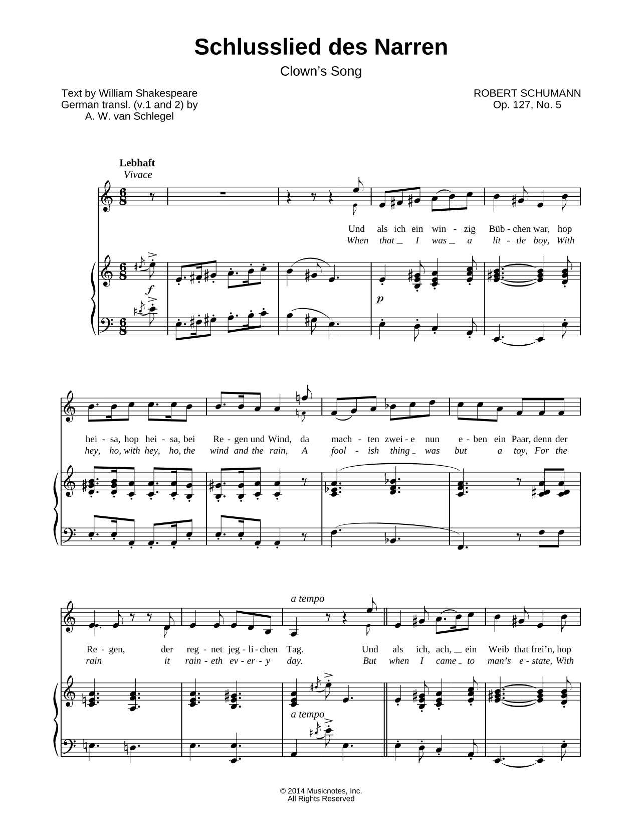 5 Lieder und Gesänge, Op. 127: V. Schlusslied des Narren