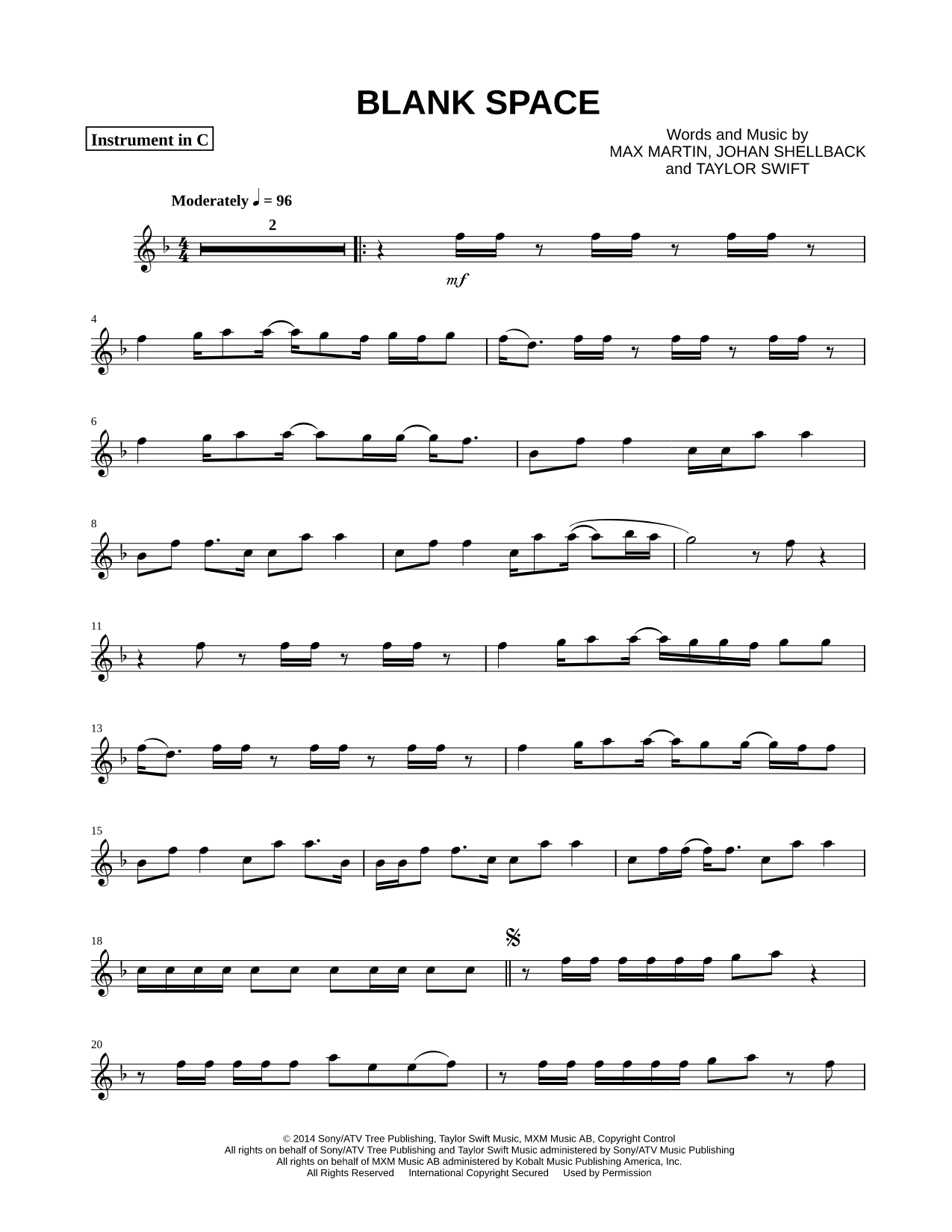 Blank Space - C Instrument