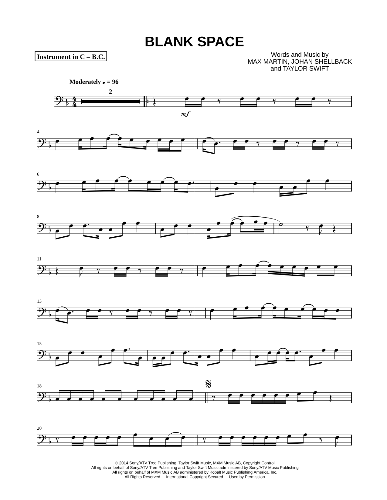 Blank Space - Bass Clef Instrument