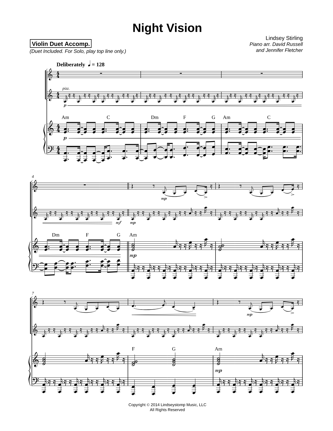 Night Vision - Violin Duet & Piano