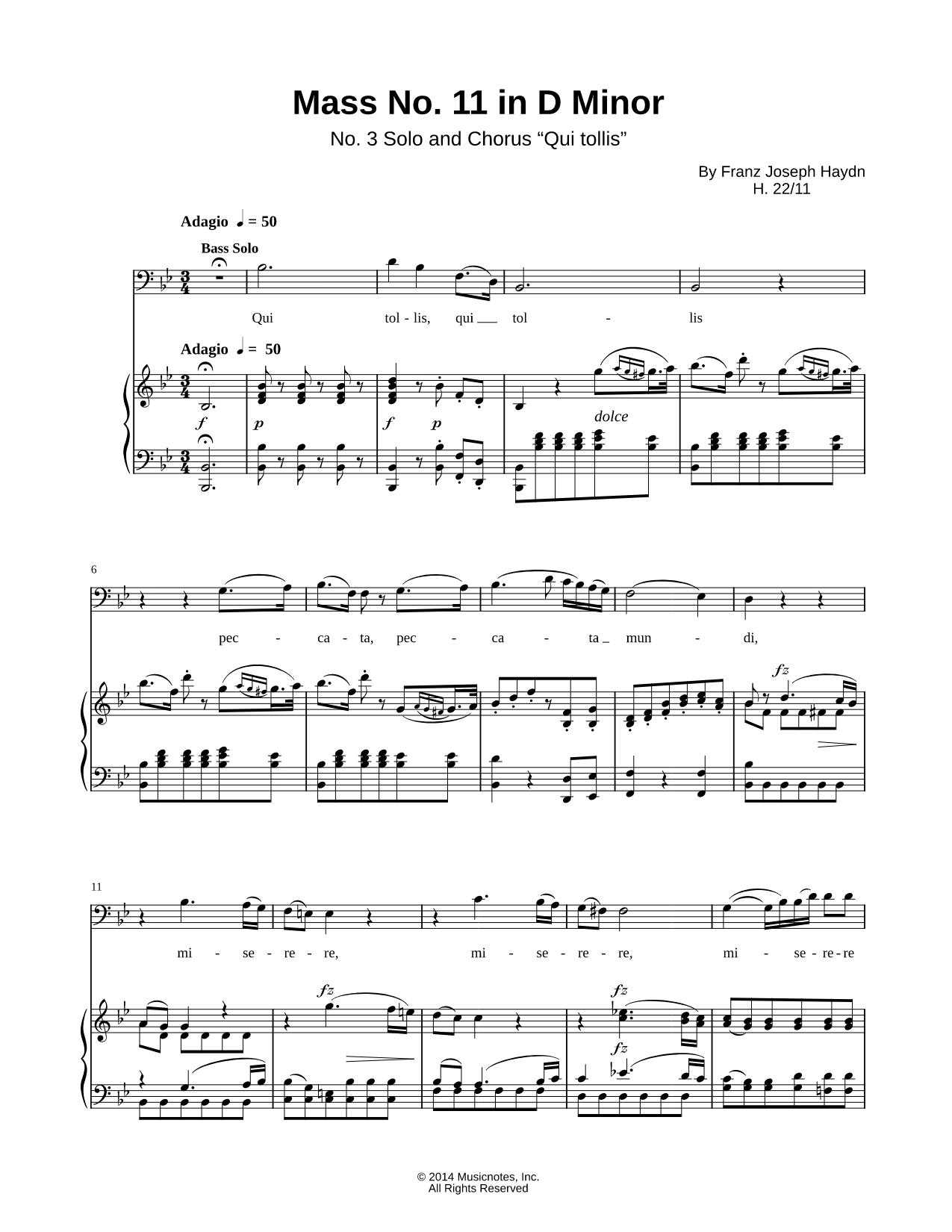 Mass No. 11 In D Minor, "Nelson," No. 3: Qui tollis