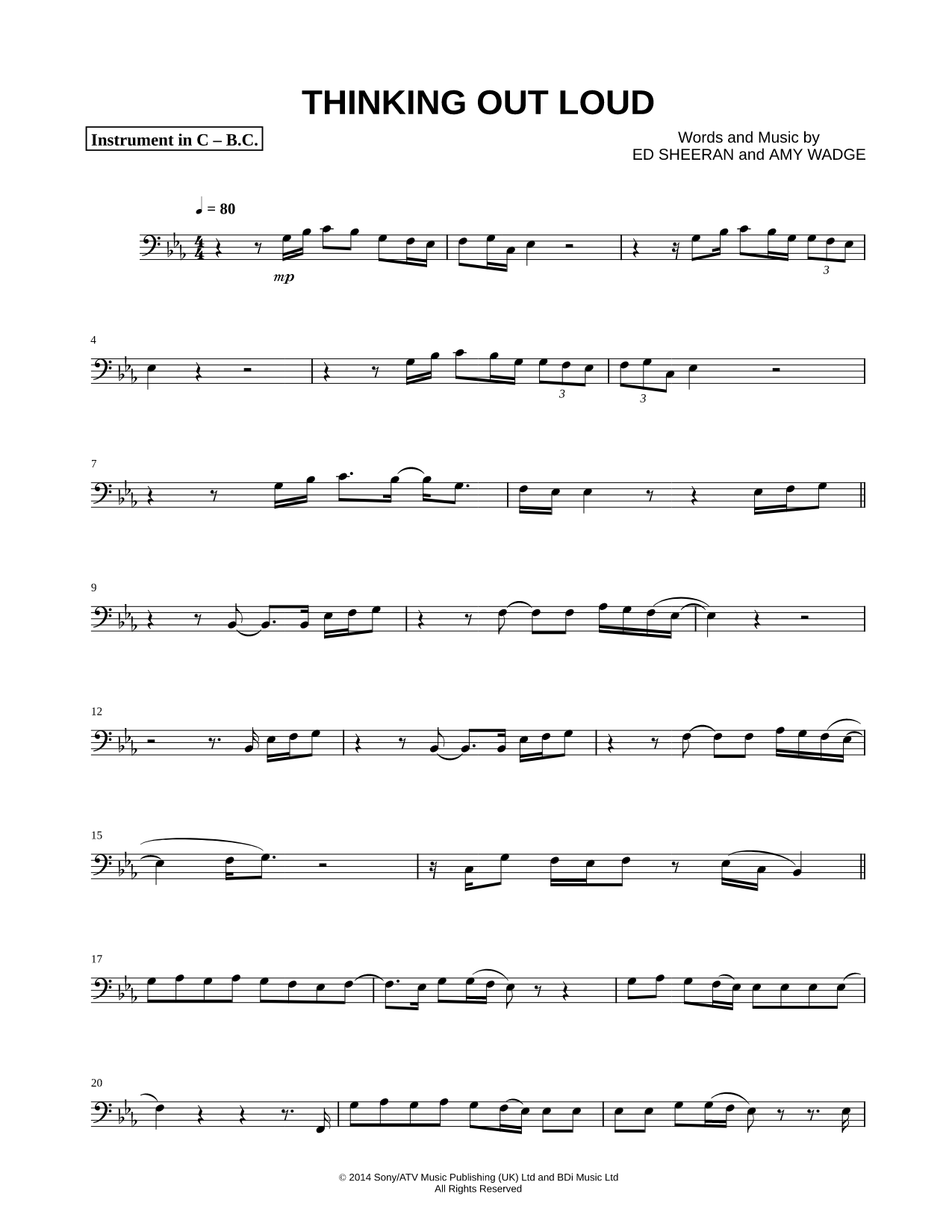 Thinking Out Loud - Bass Clef Instrument