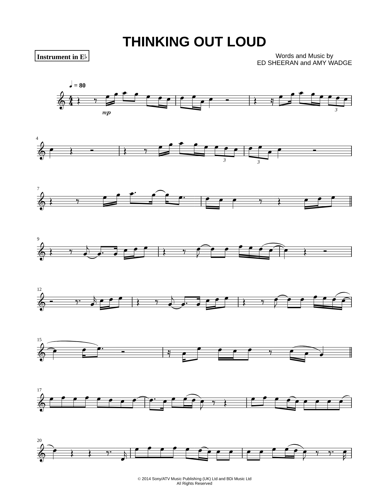 Thinking Out Loud - Eb Instrument
