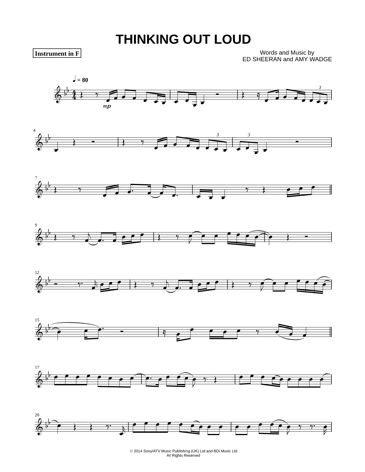 Thinking Out Loud - F Instrument