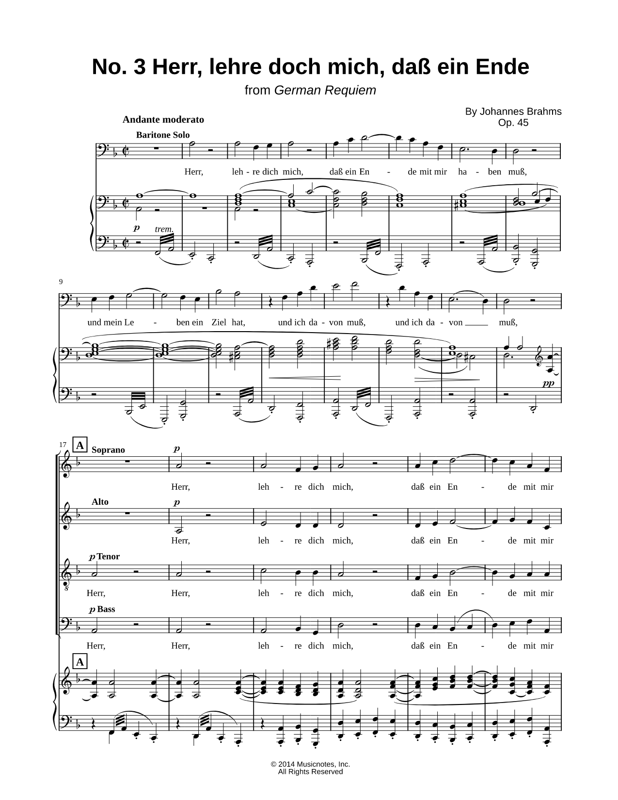 A German Requiem Op. 45: III. Herr lehre doch mich dass ein Ende