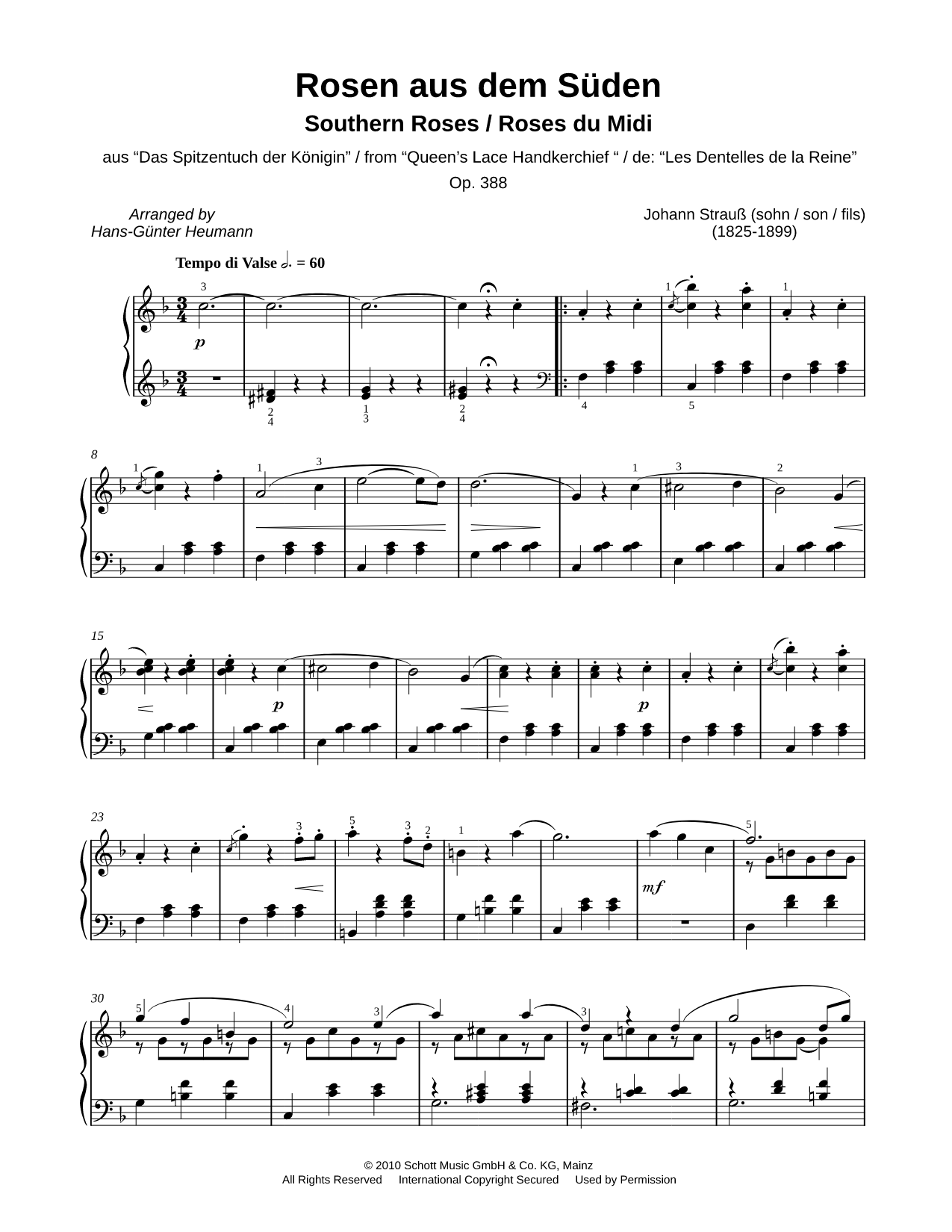 Rosen aus dem Süden, Op. 388