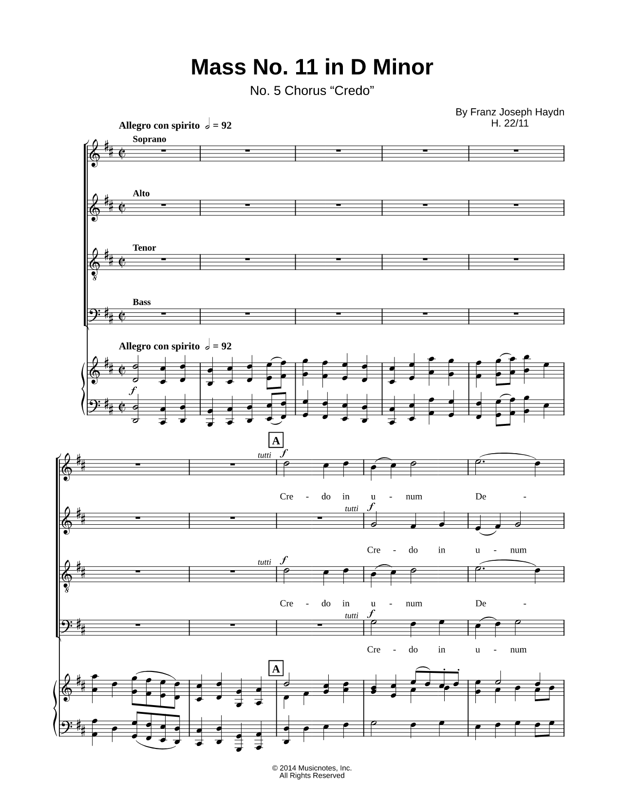 Mass No. 11 In D Minor "Nelson," No. 2 Credo