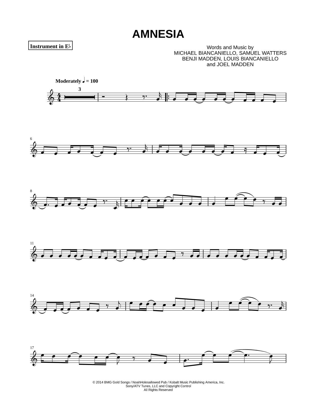 Amnesia - Eb Instrument