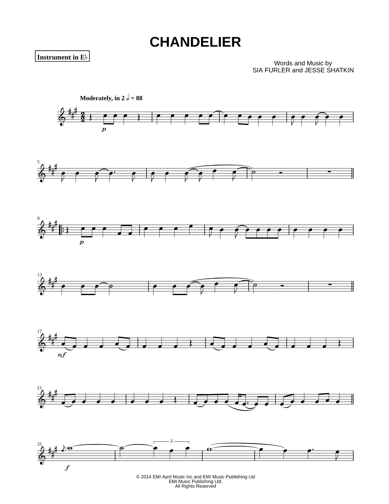 Chandelier - Eb Instrument
