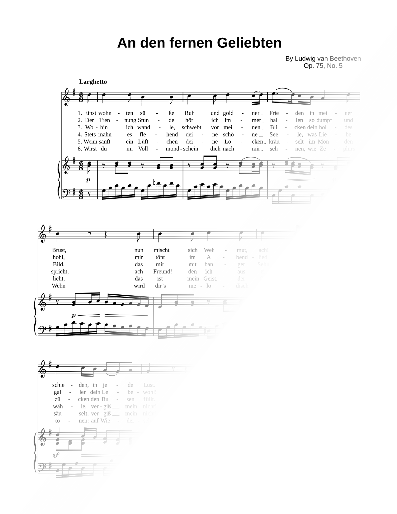 6 Gesänge, Op. 75: V. An den fernen Geliebten