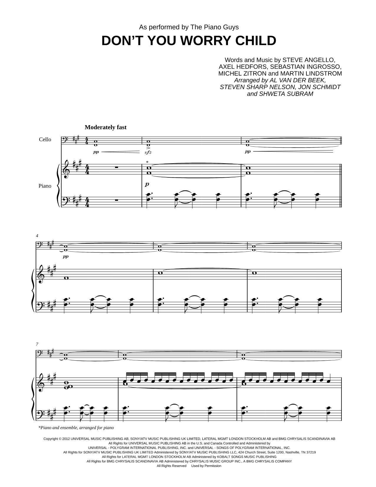 Don't You Worry Child - Piano