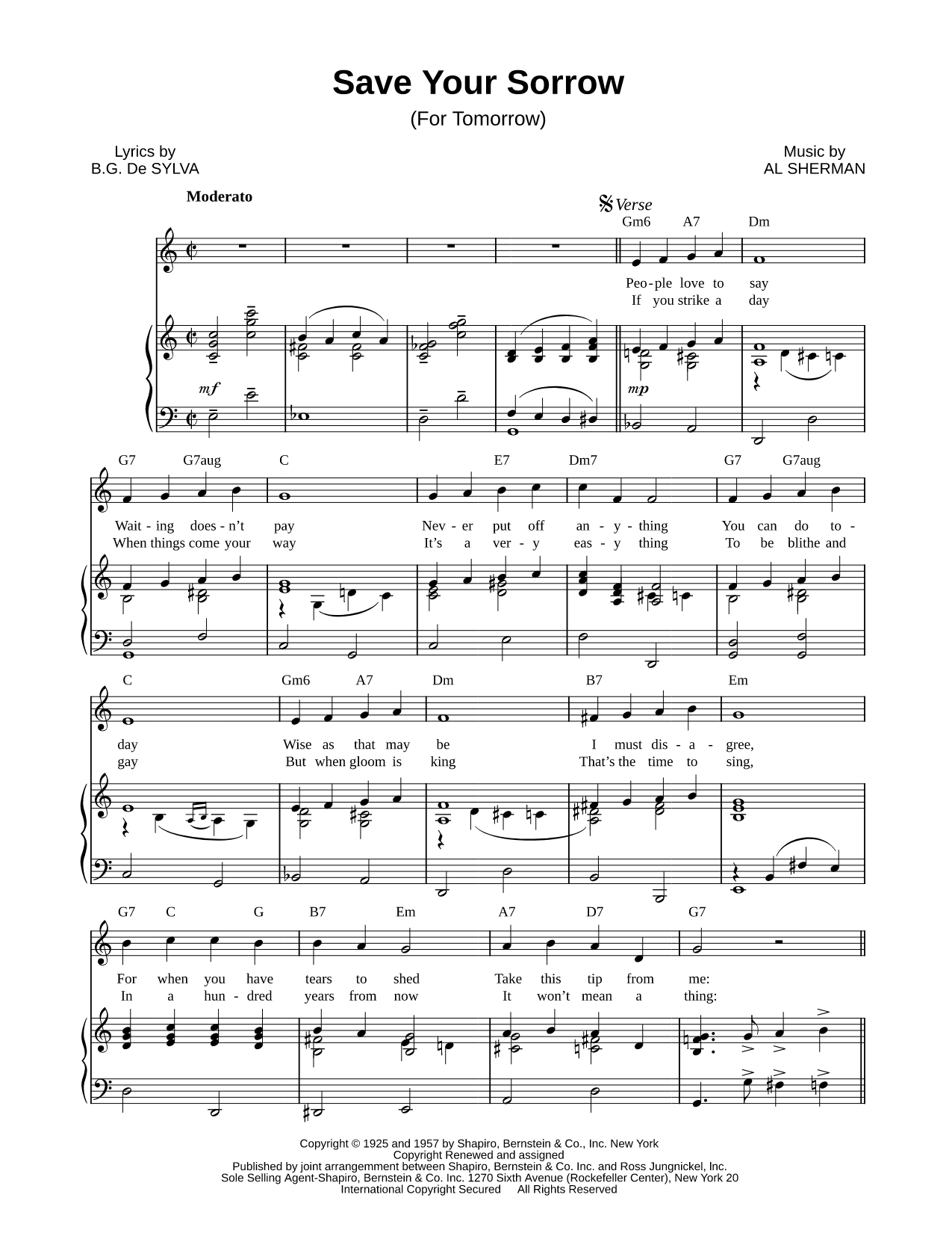 Save Your Sorrow (For Tomorrow)